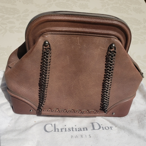 Christian Dior Brown Leather Jeanne Med Frame Bag - Picture 3 of 16